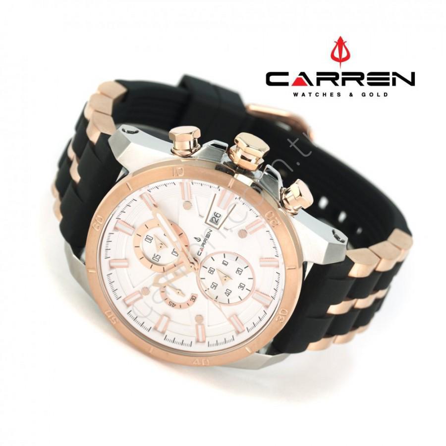 Carren 4015 GSR Takvimli Siyah Silikon Kordon Analog Erkek Kol Saati