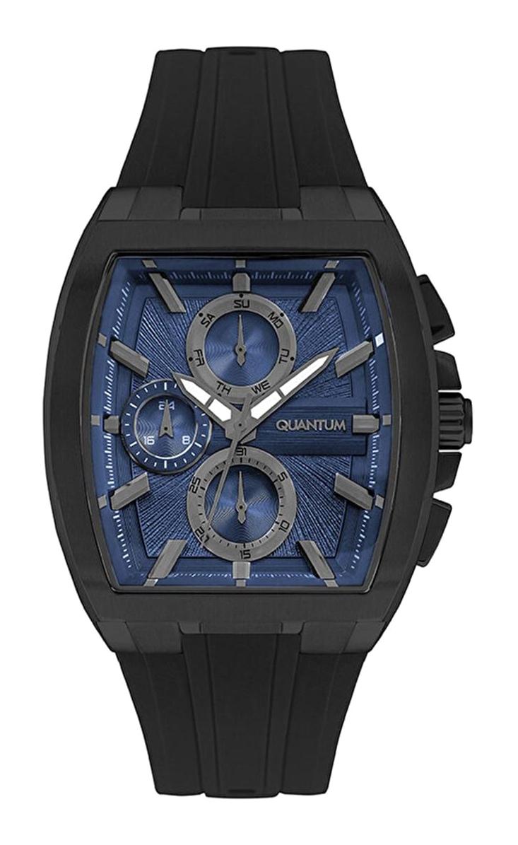 Quantum HNG997.691 Takvimli 45 mm Siyah Silikon Kordon Analog Erkek Kol Saati