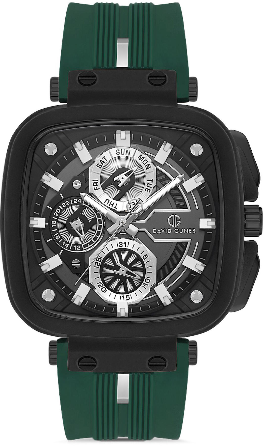 David Guner DG-8500GD-ZF10 Takvimli 42 mm Yeşil Çelik Kordon Analog Kol Saati