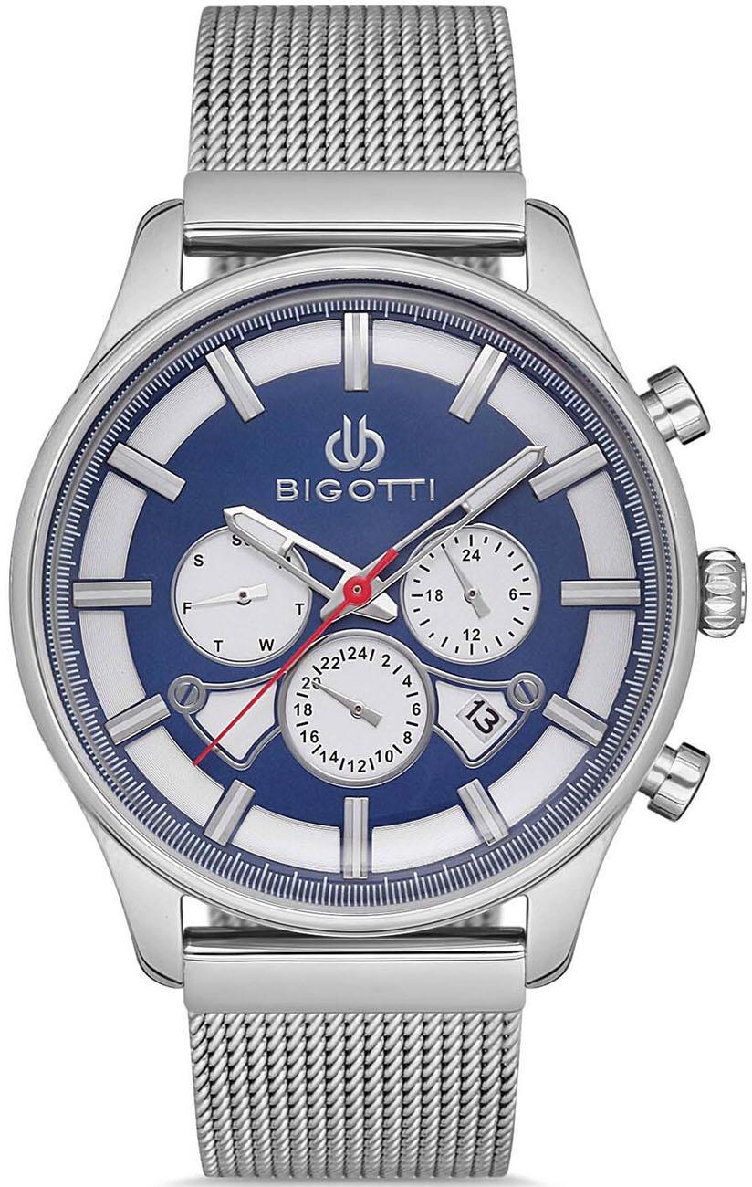 Bigotti BG.1.10110.2 Takvimli 43 mm Çelik-Hasır Kordon Analog Kol Saati