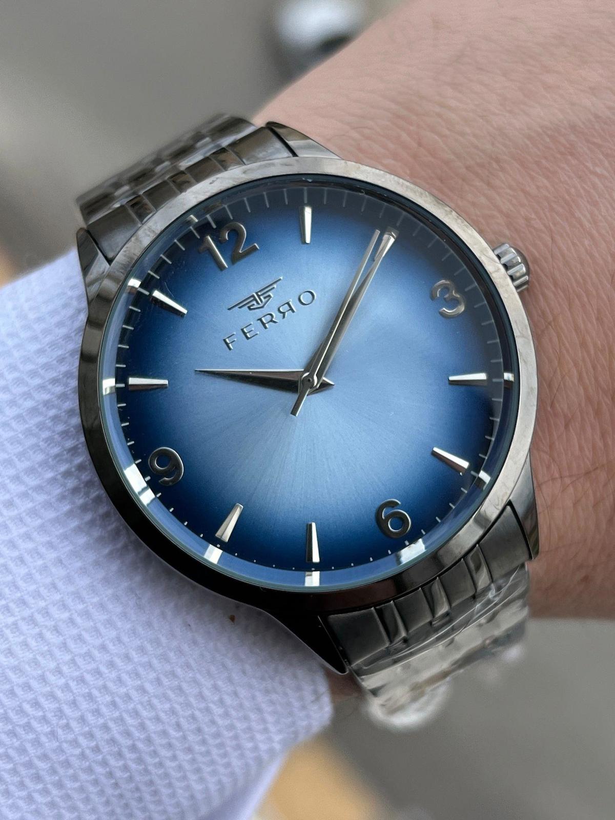 Ferro XF0021 Su Geçirmez 44 mm Çelik Kordon Analog Erkek Kol Saati