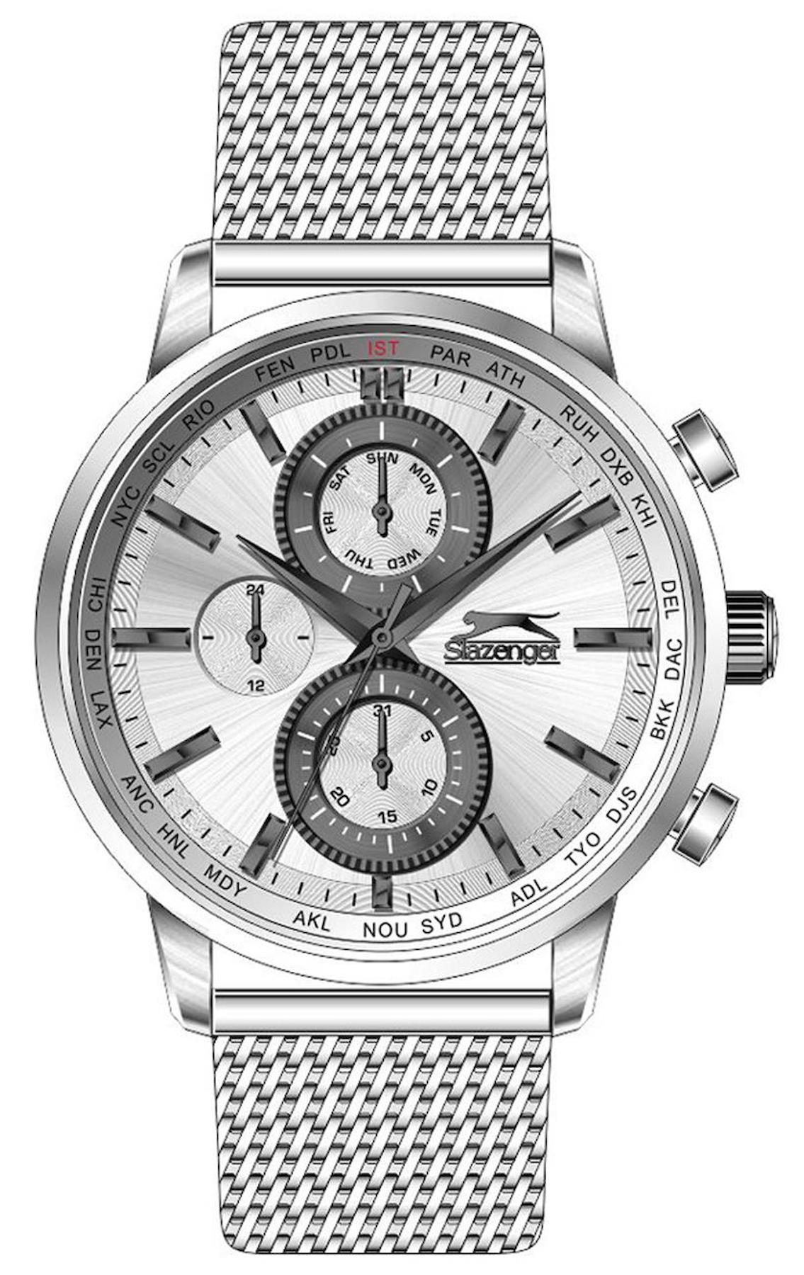 Slazenger SL.09.1844.2.07 Takvimli 44 mm Metal Kordon Analog Erkek Kol Saati