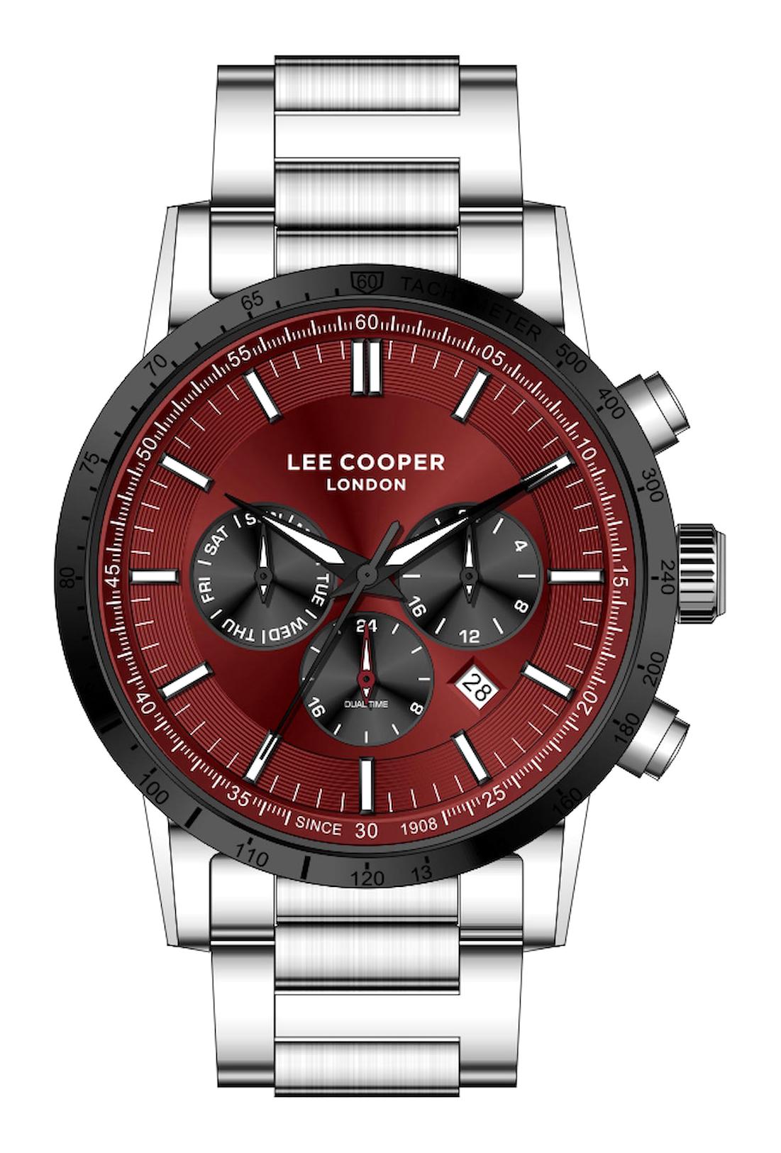 Lee Cooper LC07505.380-NM Takvimli 44 mm Beyaz Çelik Kordon Analog Kol Saati