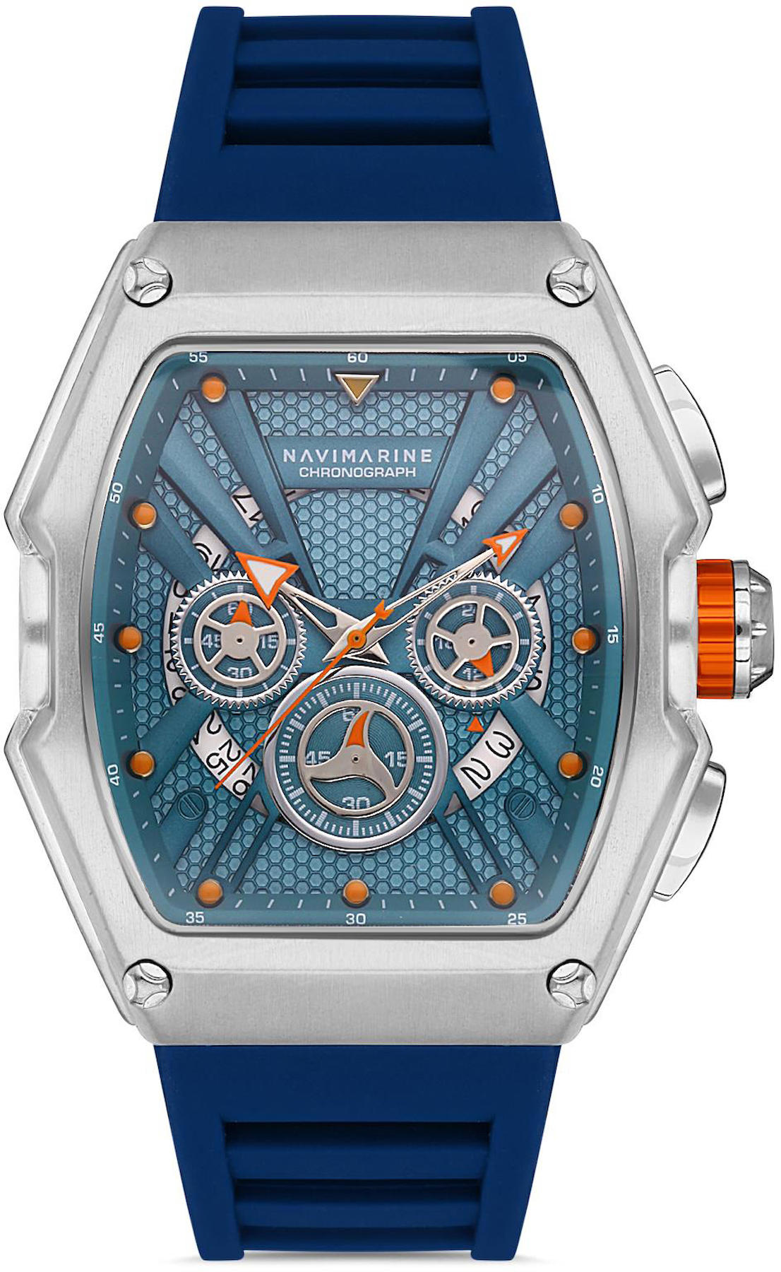 Navimarine NT0015-8 Takvimli 45 mm Mavi Silikon Kordon Analog Kol Saati