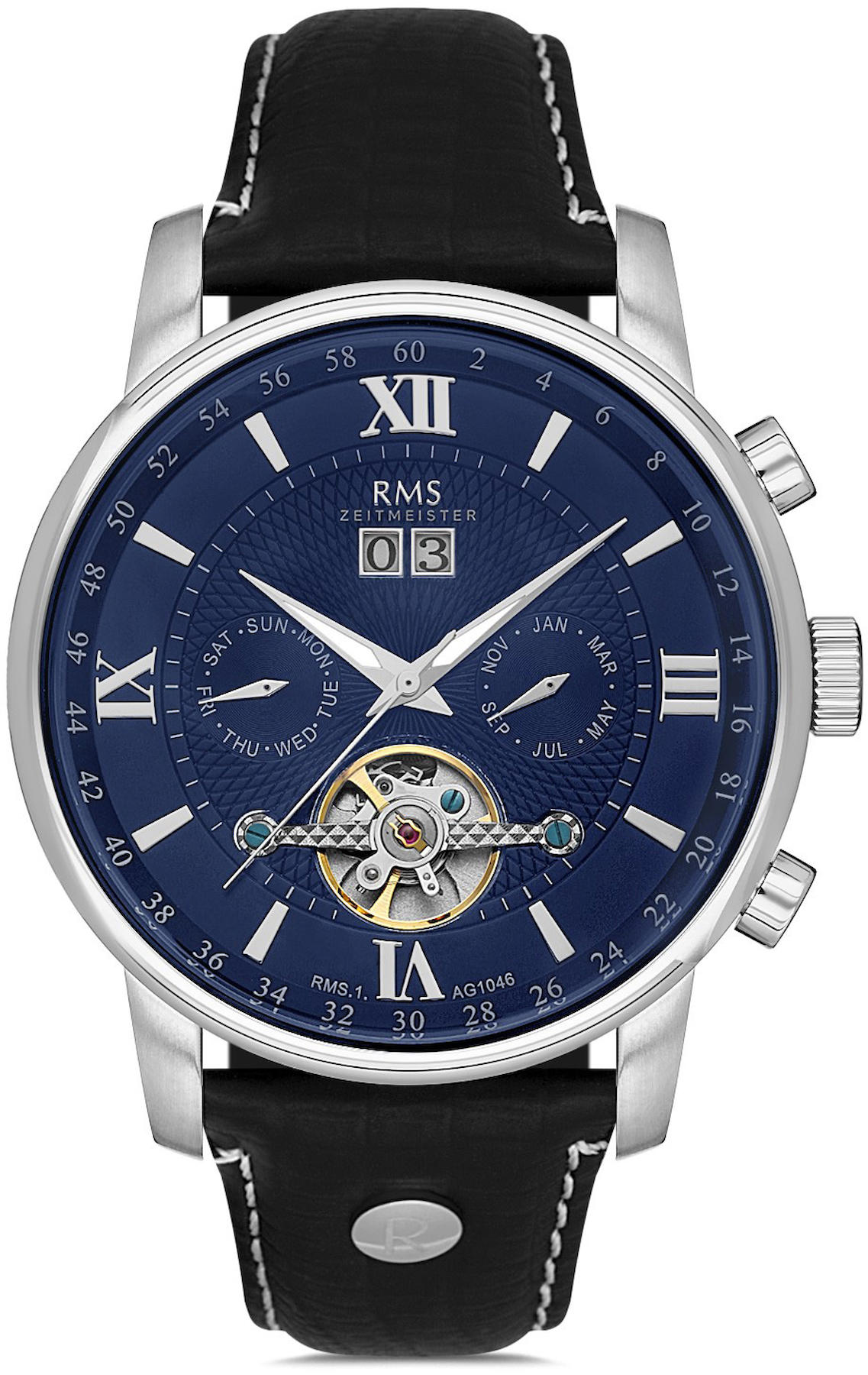 Romanson RMS.1.AG1046.11 Takvimli 42 mm Siyah Deri Kordon Analog Kol Saati