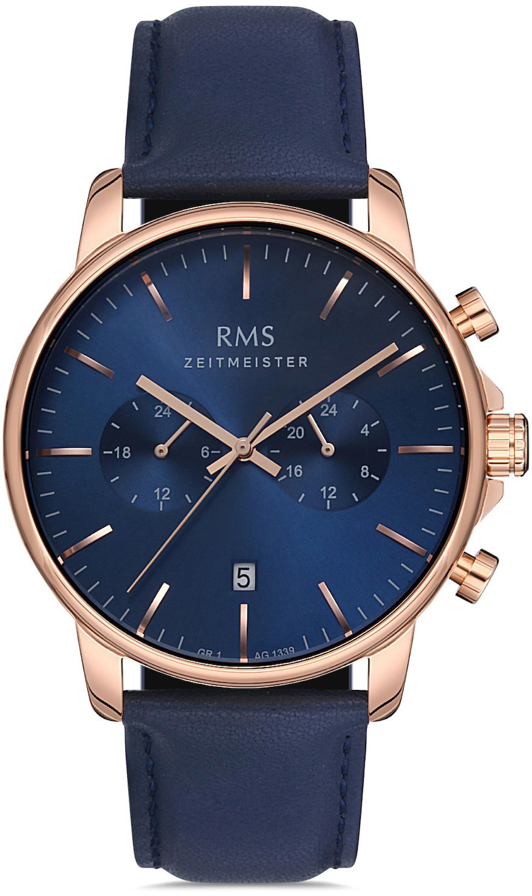 Romanson GR.1.AG1339.05 Takvimli 42 mm Lacivert Deri Kordon Analog Kol Saati