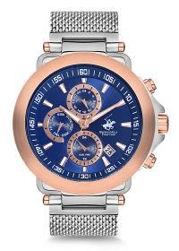 Beverly Hills Polo Club BH954105E Takvimli 45 mm Çelik Kordon Analog Erkek Kol Saati