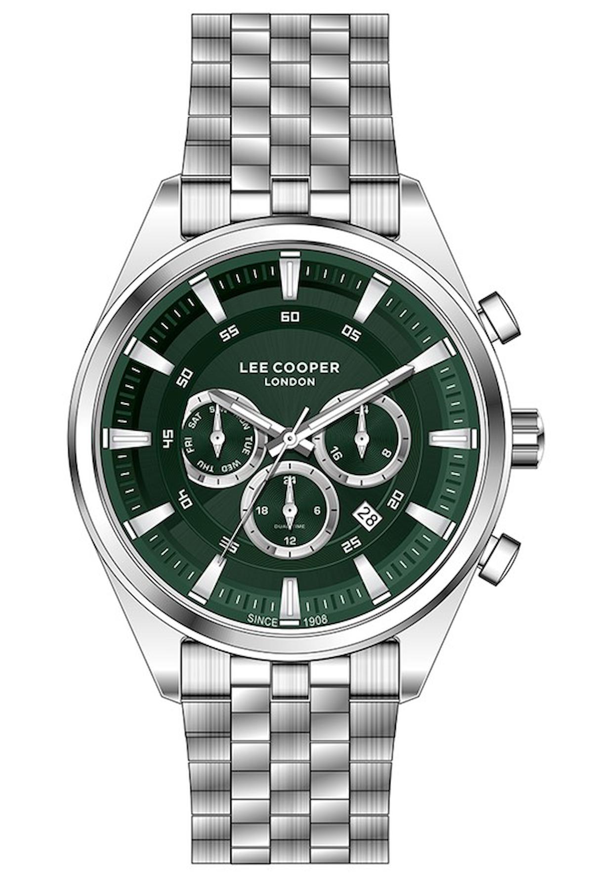 Lee Cooper LC07533.370-NM Takvimli 45 mm Yeşil Çelik Kordon Analog Erkek Kol Saati