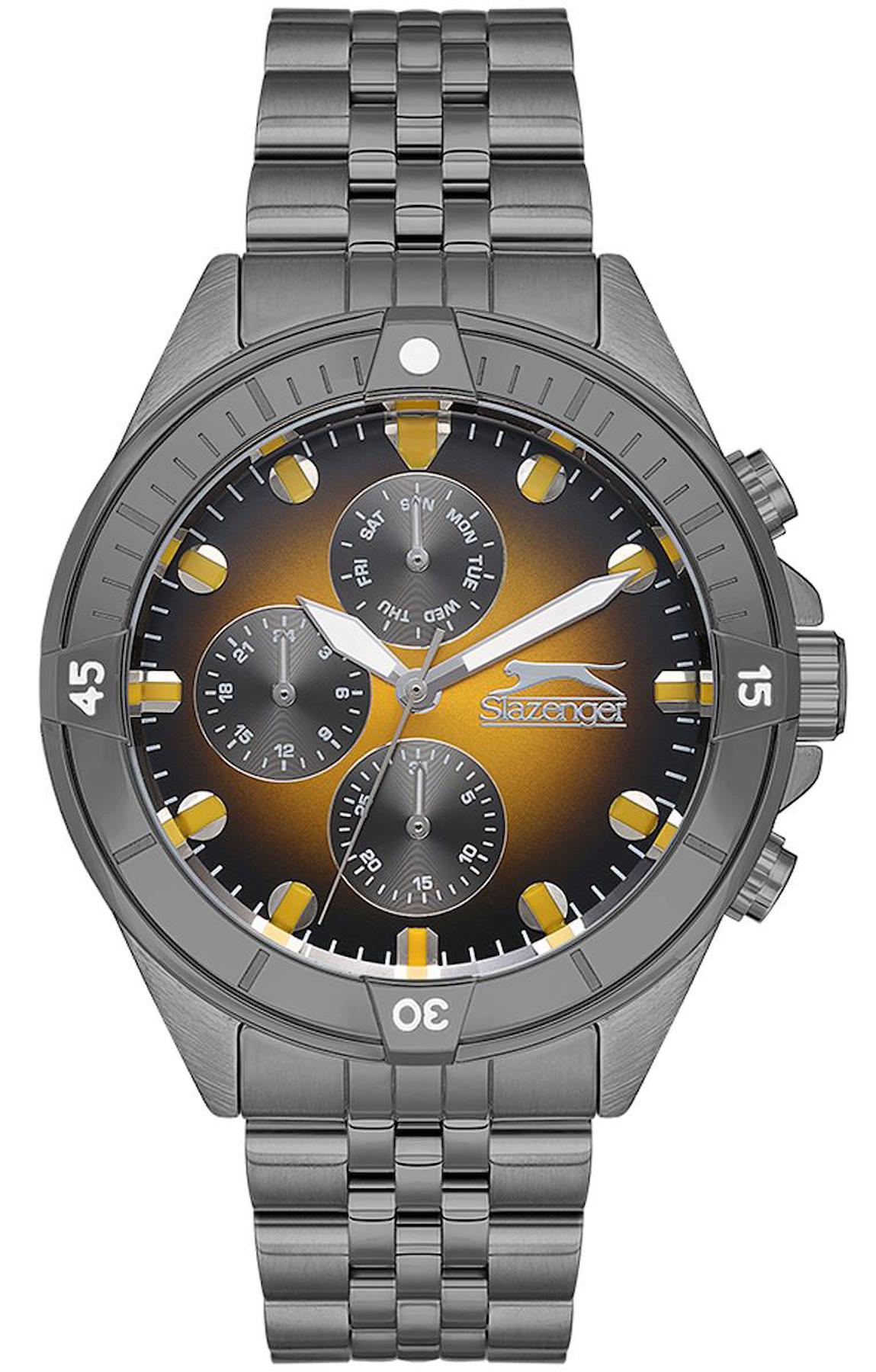 Slazenger SL.09.2227.2.03 Takvimli 46 mm Füme Çelik Kordon Analog Erkek Kol Saati