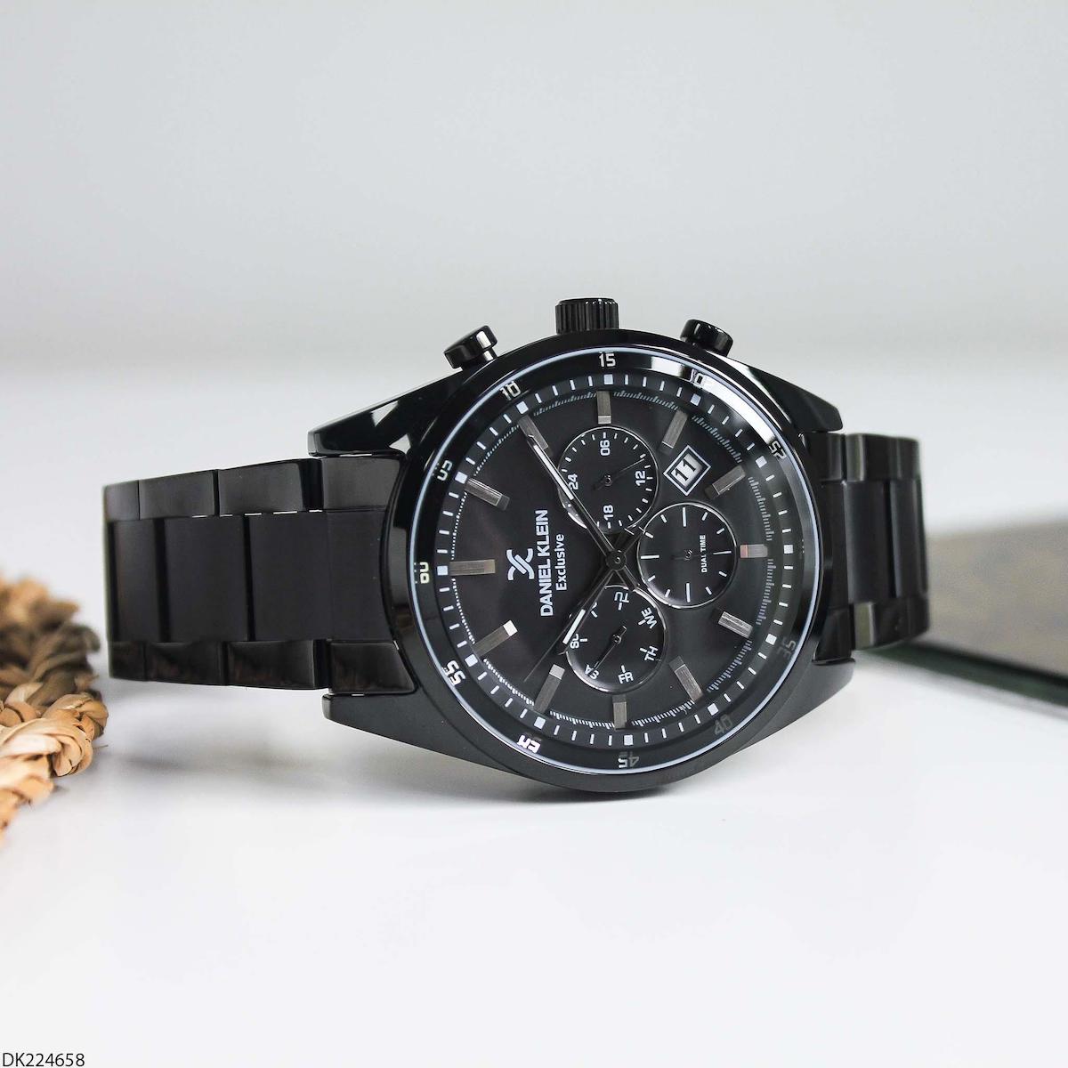 Daniel Klein DK224658 Takvimli 45 mm Siyah Çelik Kordon Analog Erkek Kol Saati