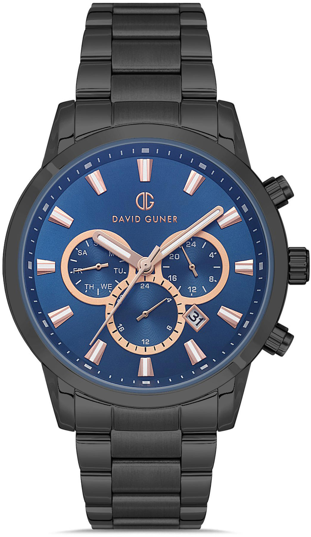David Guner DG-8639GA-G3 Takvimli 42 mm Siyah Metal Kordon Analog Kol Saati