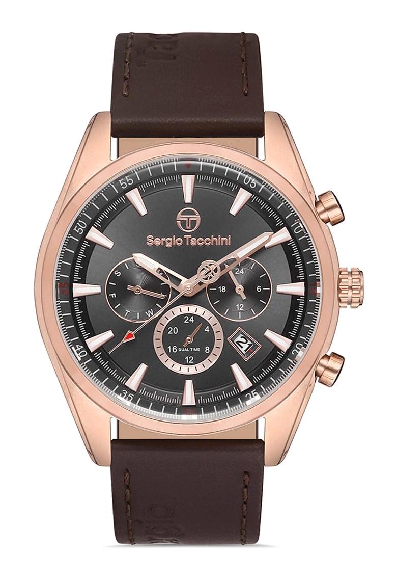 Sergio Tacchini ST.1.10160.4 Takvimli 43 mm Kahverengi Deri Kordon Analog Erkek Kol Saati