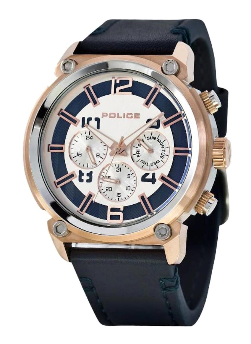 Police PL.14378JSTR-04 Takvimli 46 mm Lacivert Deri Kordon Analog Erkek Kol Saati