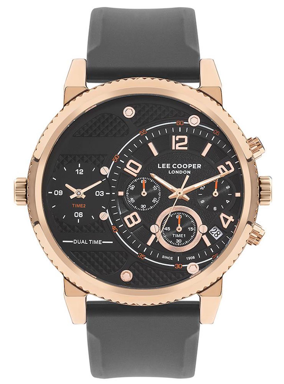 Lee Cooper LC07650.456 Takvimli Siyah Silikon Kordon Analog Erkek Kol Saati