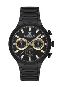 Daniel Klein DKE.1.10596.5 Takvimli 45 mm Siyah Metal Kordon Analog Erkek Kol Saati