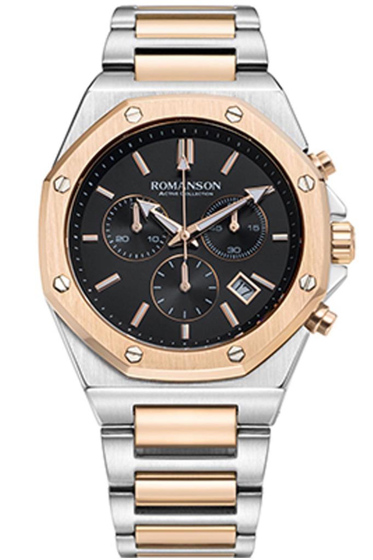 Romanson AM0003HMJJA36R Takvimli 42 mm Gri-Rose Gold Çelik Kordon Analog Erkek Kol Saati