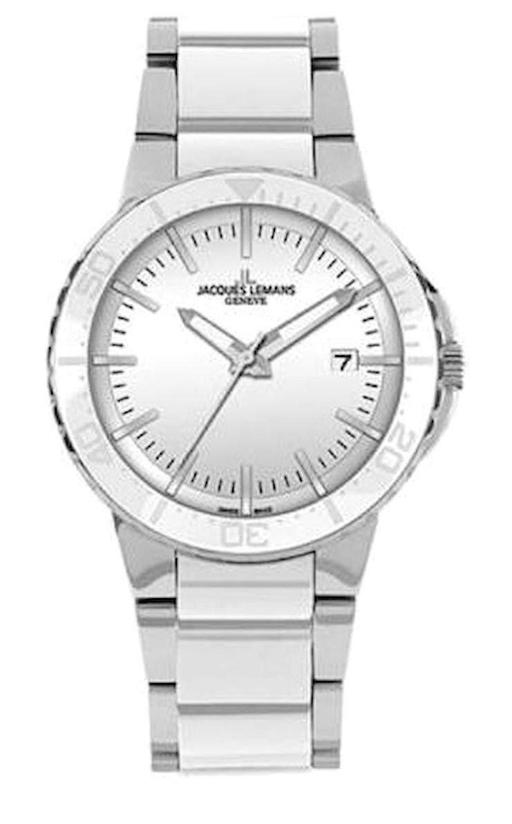 Jacques Lemans G-203 Takvimli 42 mm Gri Seramik Kordon Analog Kol Saati