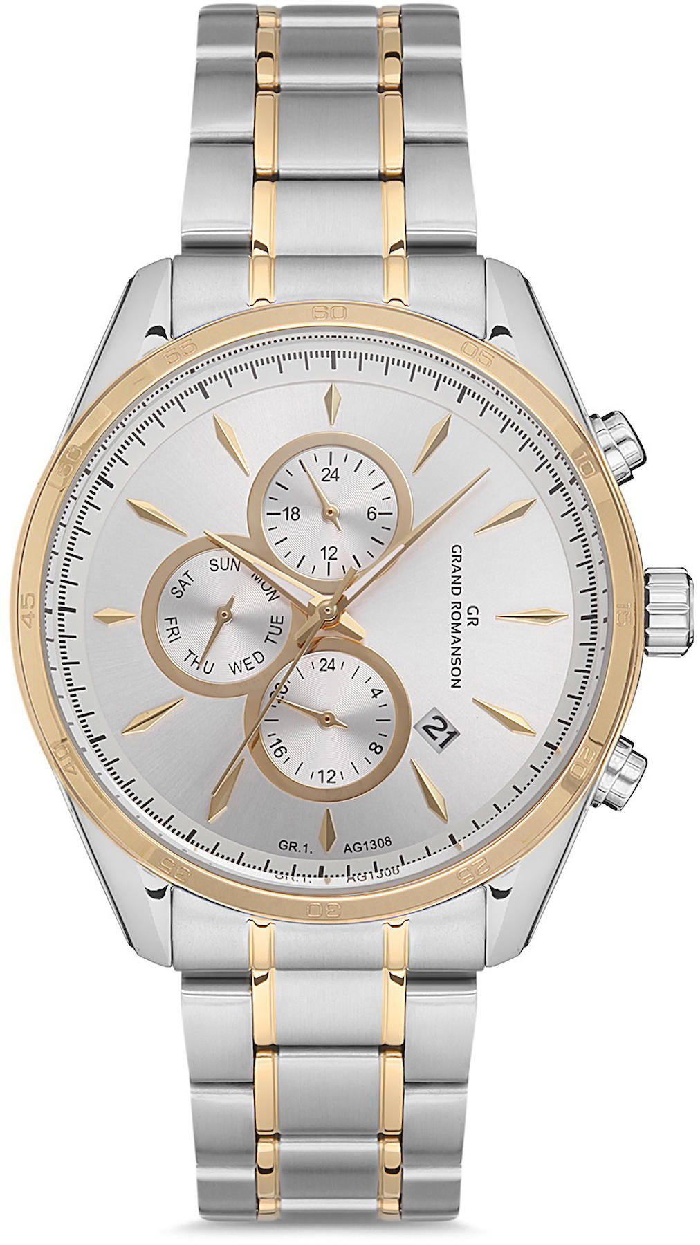 Romanson GR.1.AG1308.04 Takvimli 42 mm Gri-Rose Gold Çelik Kordon Analog Kol Saati
