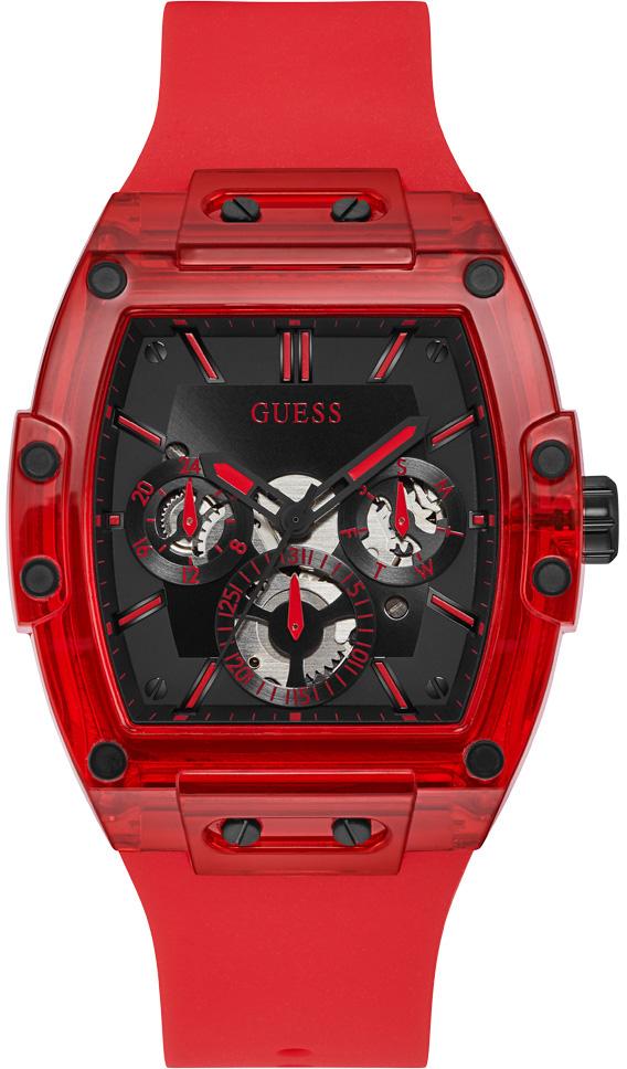 Guess GUGW0203G5 Pusulalı Takvimli Kırmızı Silikon Kordon Analog Erkek Kol Saati