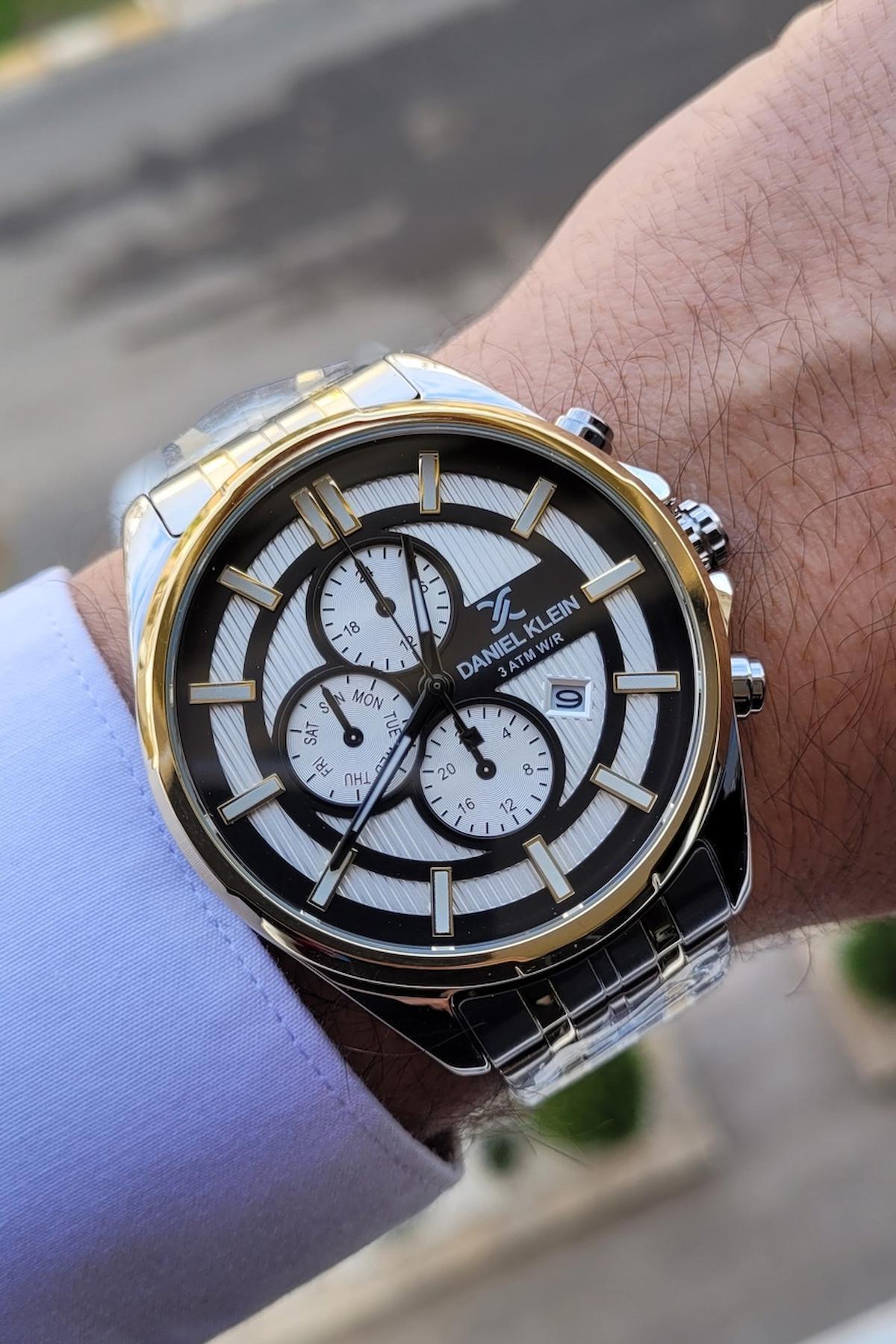 Daniel Klein DKISTE548 Takvimli 42 mm Beyaz-Siyah Çelik Kordon Analog Erkek Kol Saati