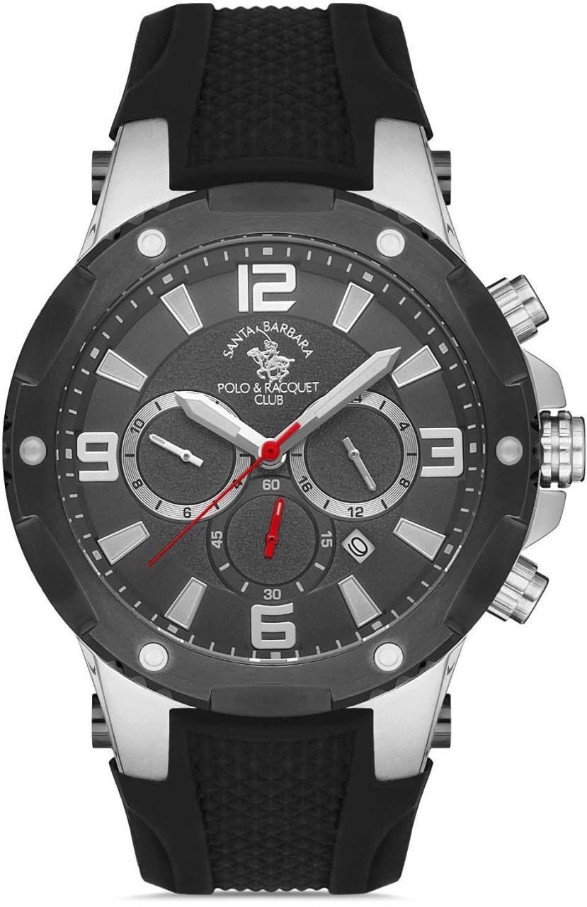 Santa Barbara Polo & Racquet Club SB.1.10269.1 Takvimli 44 mm Siyah Silikon Kordon Analog Kol Saati