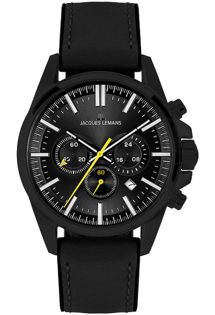 Jacques Lemans LİVERPOOL 1-2119B Takvimli 44 mm Siyah Çelik Kordon Analog Erkek Kol Saati