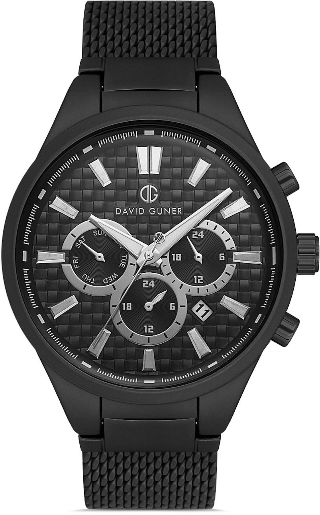 David Guner DG-8343GC-G2G Takvimli 42 mm Siyah Çelik Kordon Analog Kol Saati
