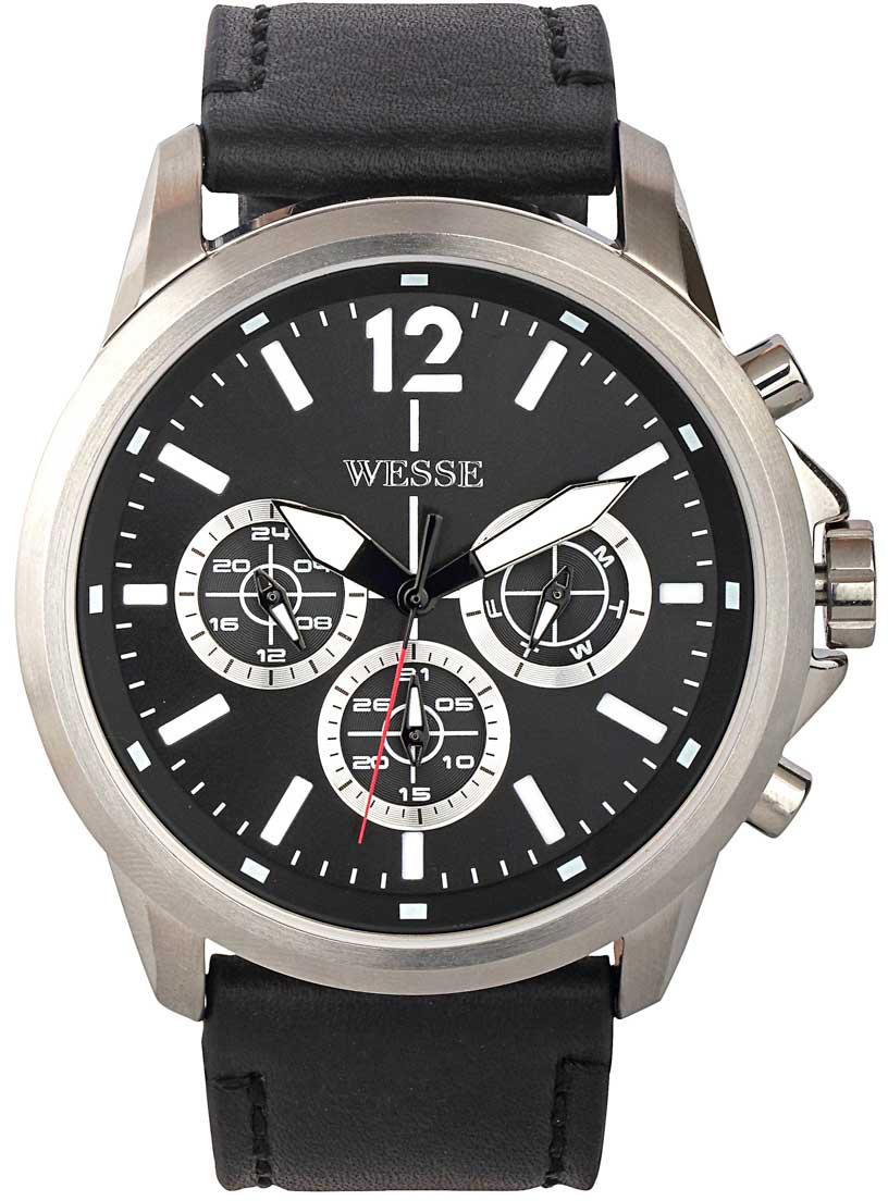 Wesse WWG400505L Pusulalı Takvimli 40 mm Siyah Deri Kordon Analog Kol Saati