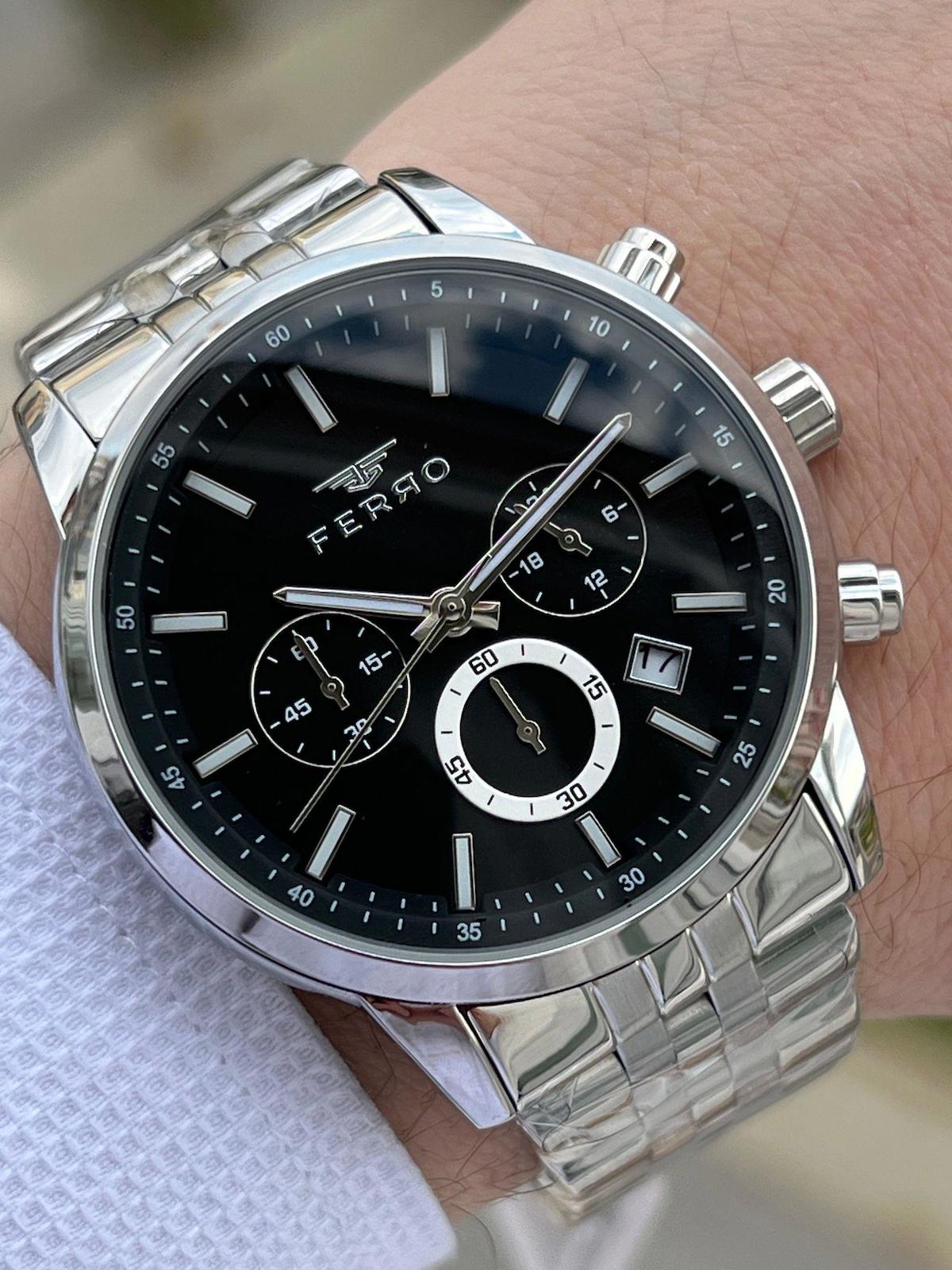 Ferro EFM31369-A2 Su Geçirmez Takvimli 44 mm Çelik Kordon Analog Erkek Kol Saati