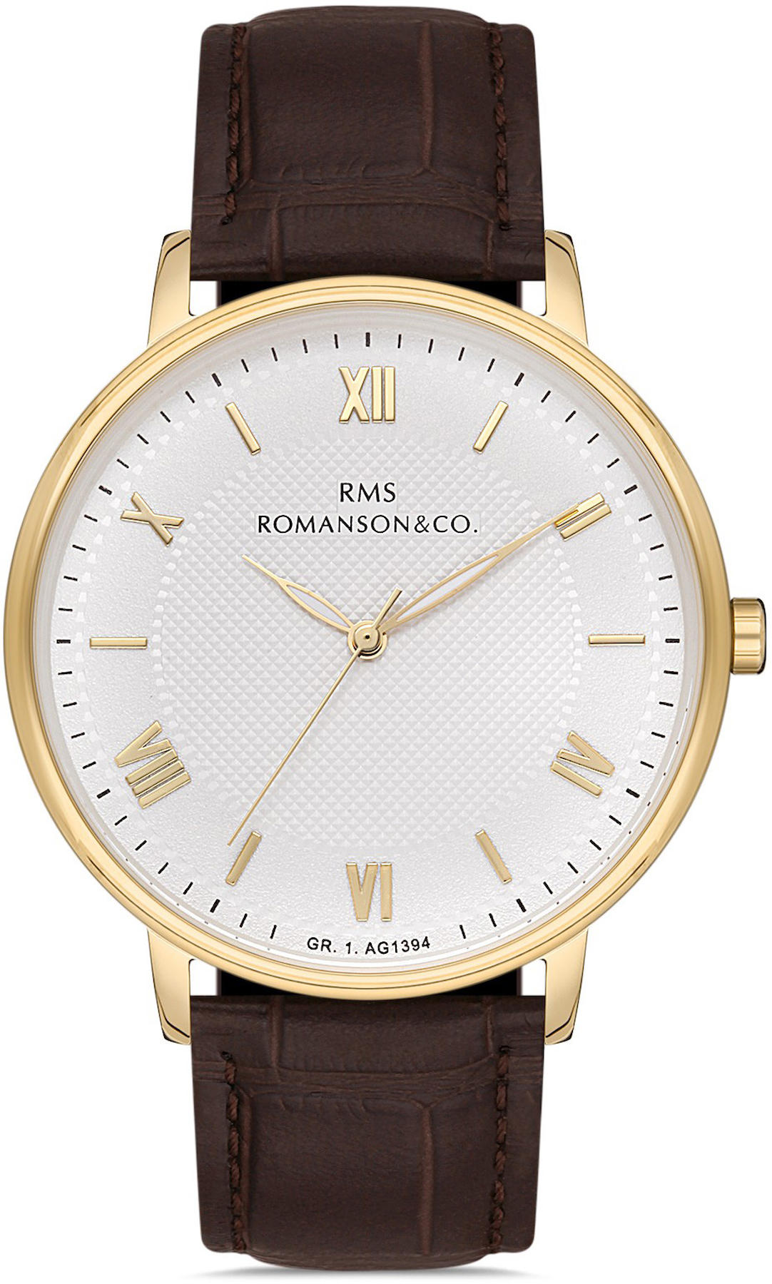 Romanson GR.1.AG1394.14 43 mm Kahverengi Deri Kordon Analog Kol Saati