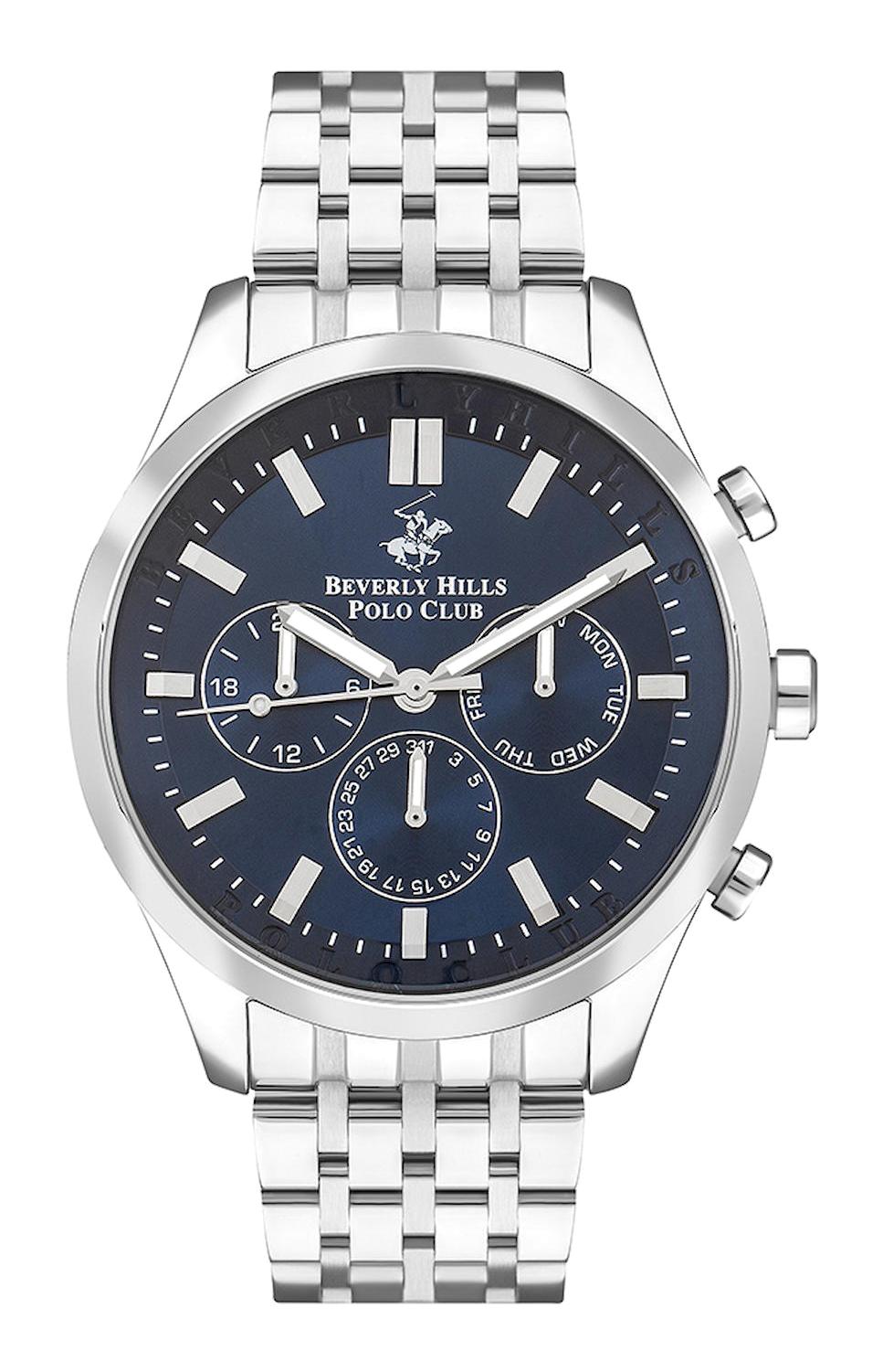 Beverly Hills Polo Club BP3397X390 Takvimli 45 mm Çelik Kordon Analog Erkek Kol Saati