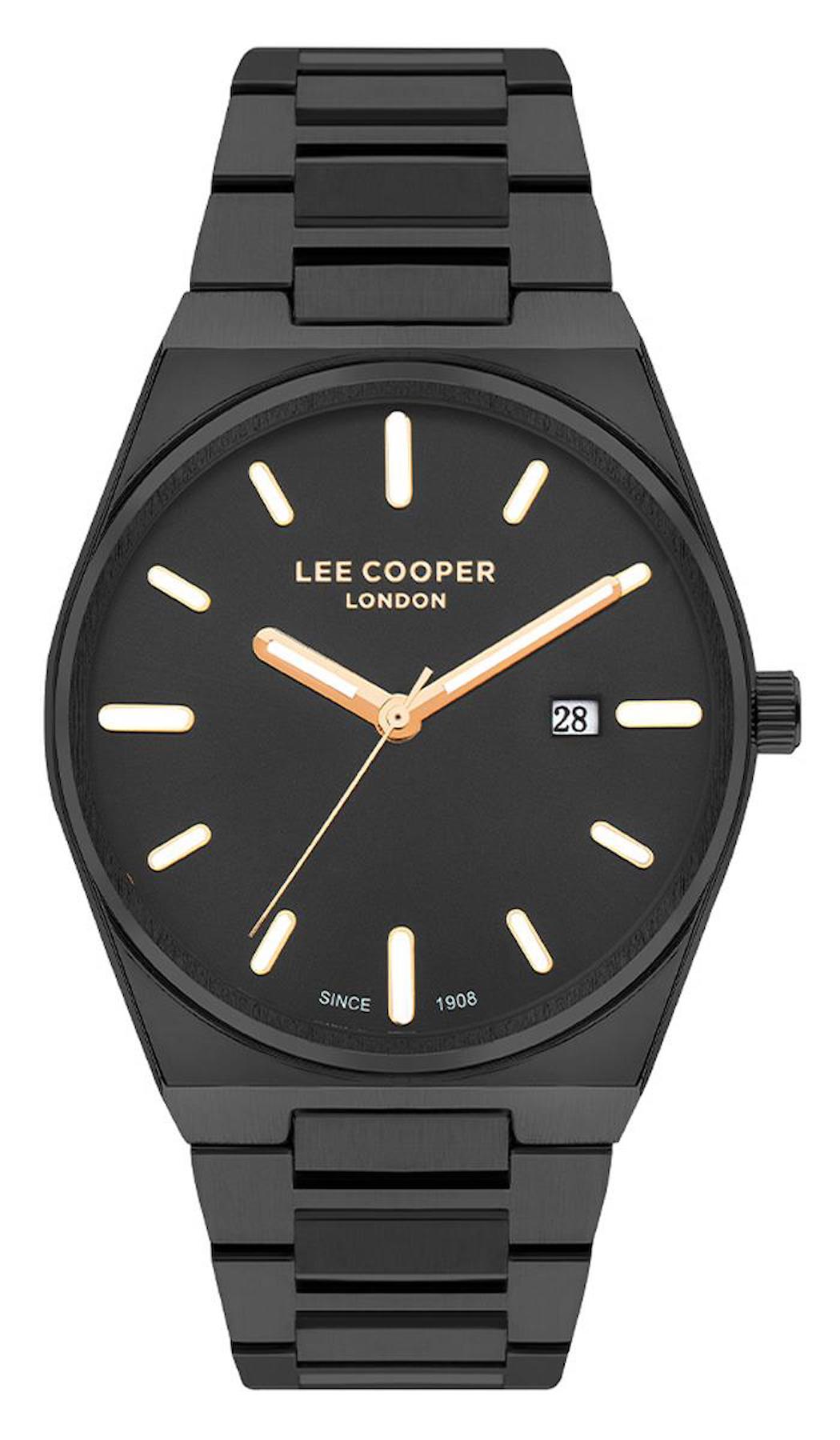 Lee Cooper LC07608.650 Takvimli 44 mm Siyah Çelik Kordon Analog Erkek Kol Saati