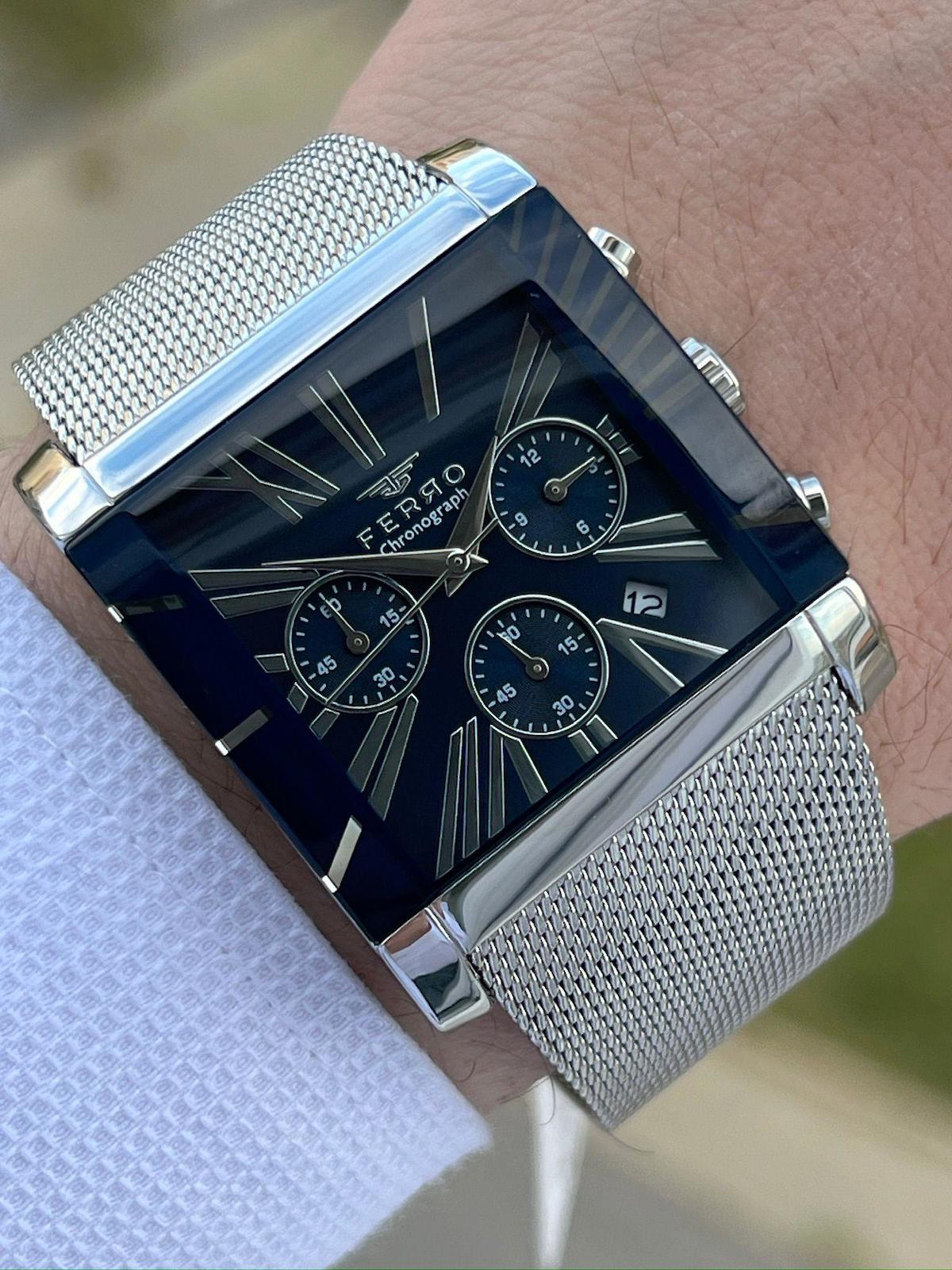 Ferro EF41292-A3 Su Geçirmez Takvimli 44 mm Çelik Kordon Analog Erkek Kol Saati