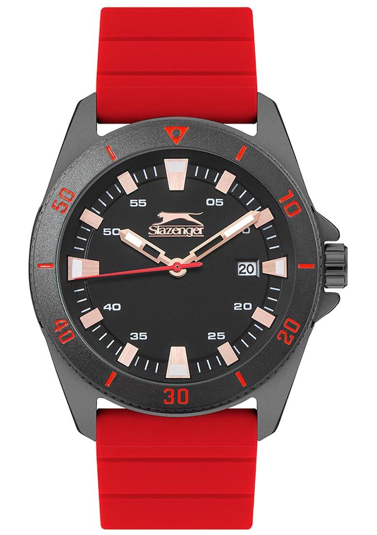 Slazenger SL.09.2178.2.04 Takvimli 45 mm Kırmızı Silikon Kordon Analog Erkek Kol Saati