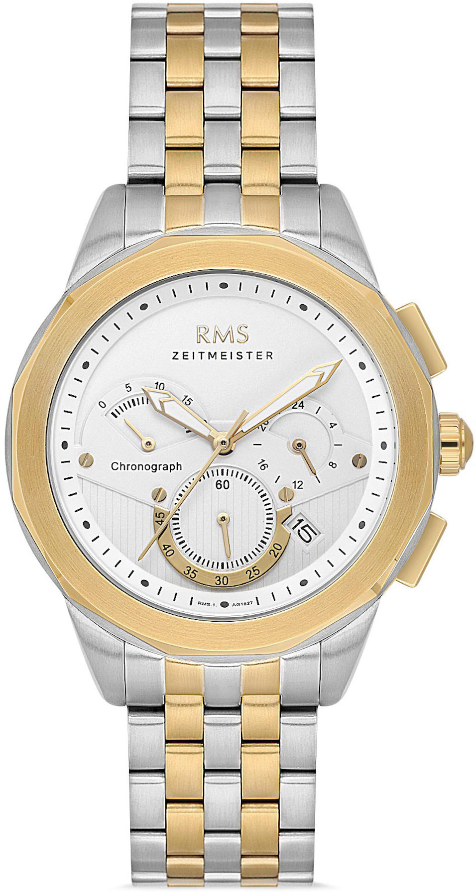 Romanson RMS.1.AG1527.05 Takvimli 42 mm Altın - Beyaz Çelik Kordon Analog Kol Saati