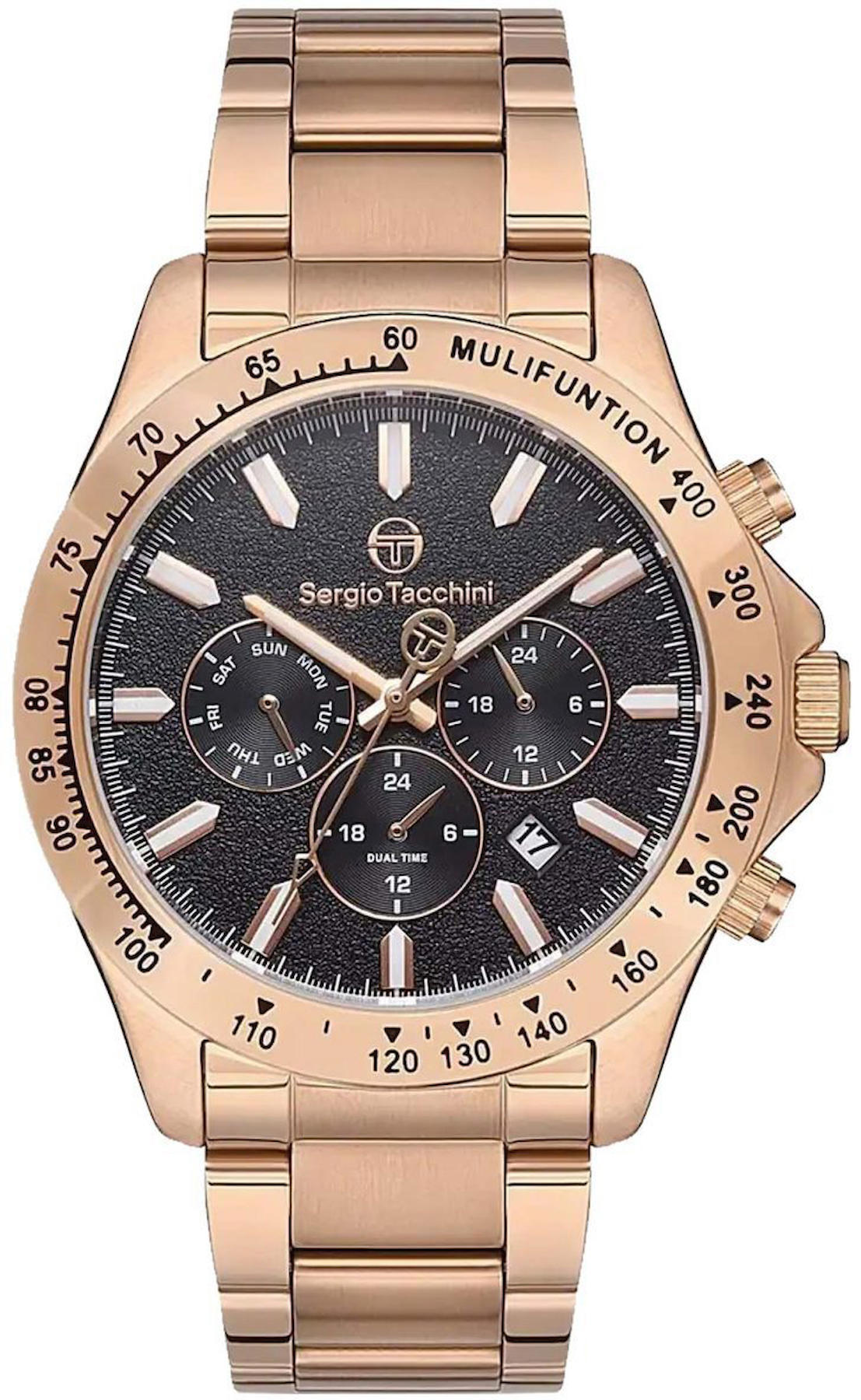 Sergio Tacchini ST.1.10165.2 Takvimli 43 mm Rose Gold Çelik Kordon Analog Kol Saati