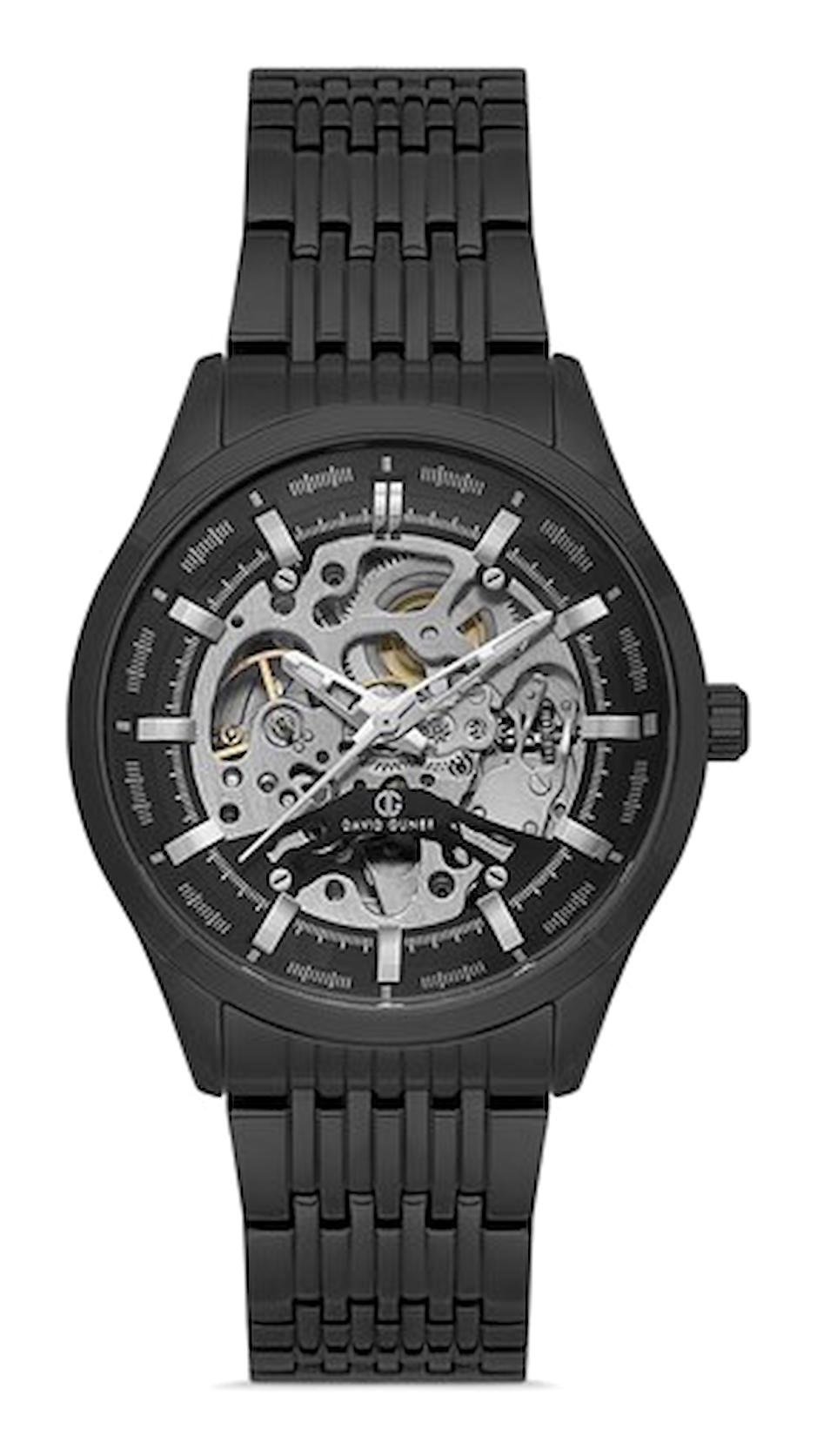 David Guner DG-8505GA-G2 Takvimli 42 mm Siyah Çelik Kordon Analog Kol Saati