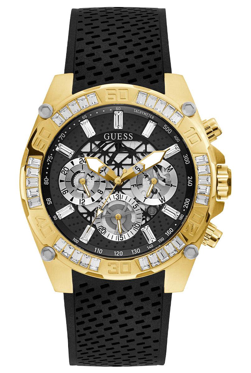 Guess GUGW0333G2 Pusulalı Takvimli Siyah Silikon Kordon Analog Erkek Kol Saati