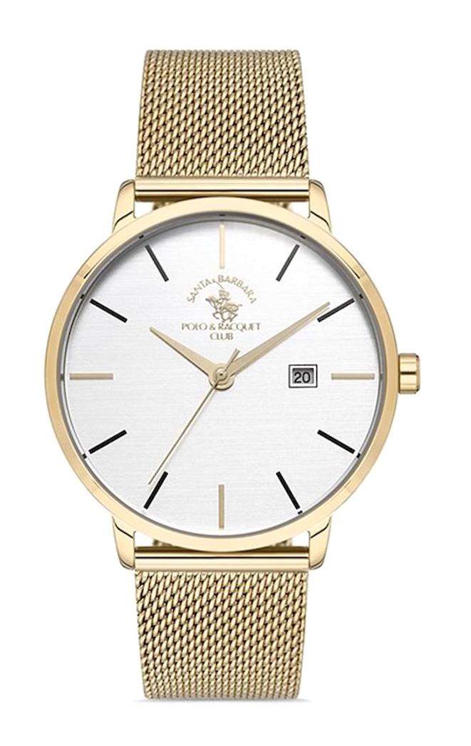 Santa Barbara Polo & Racquet Club SB.1.10239.5 Takvimli Altın Çelik Kordon Analog Erkek Kol Saati