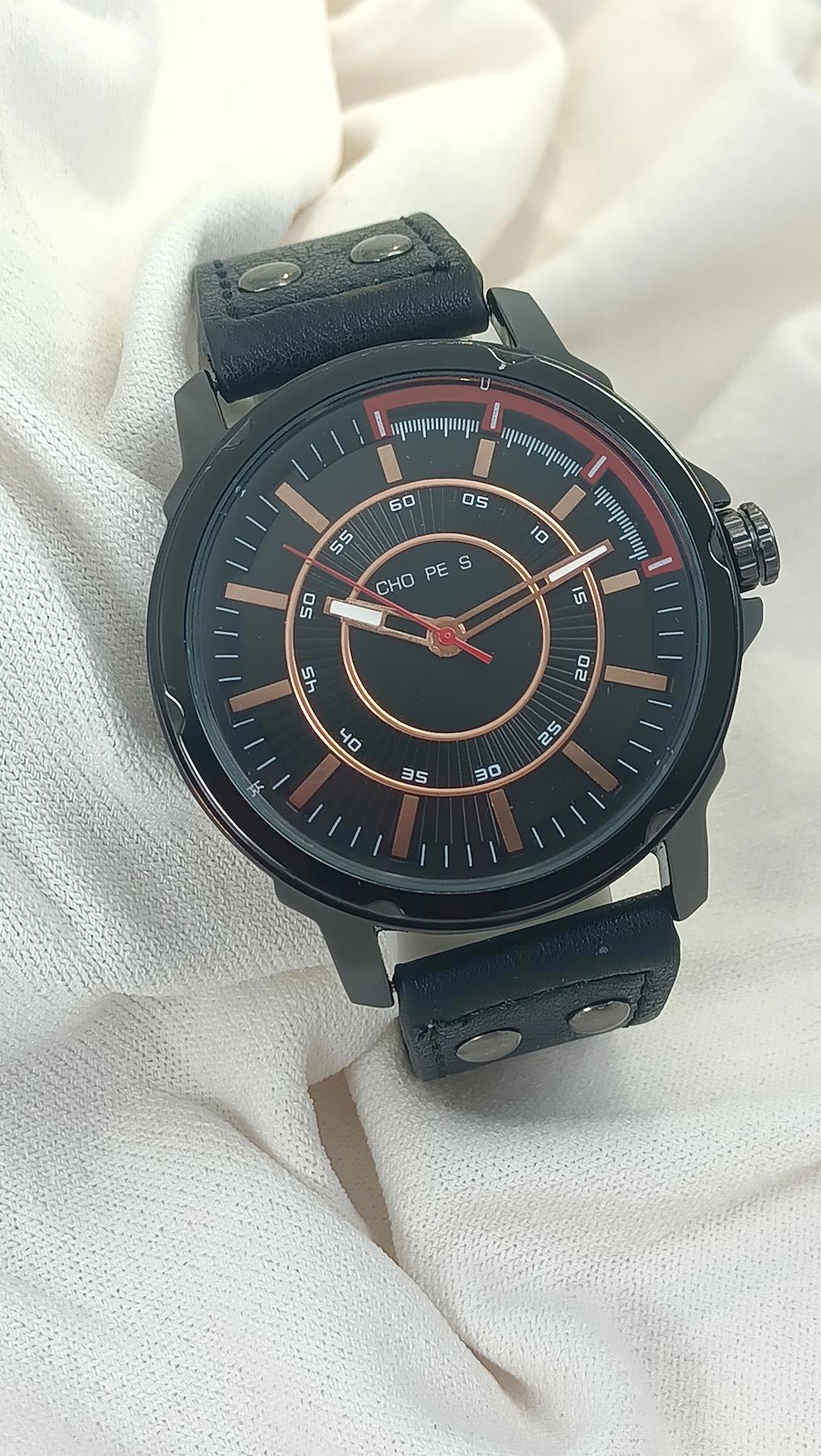 Choppers CHP000042 44 mm Siyah Deri Kordon Analog Erkek Kol Saati