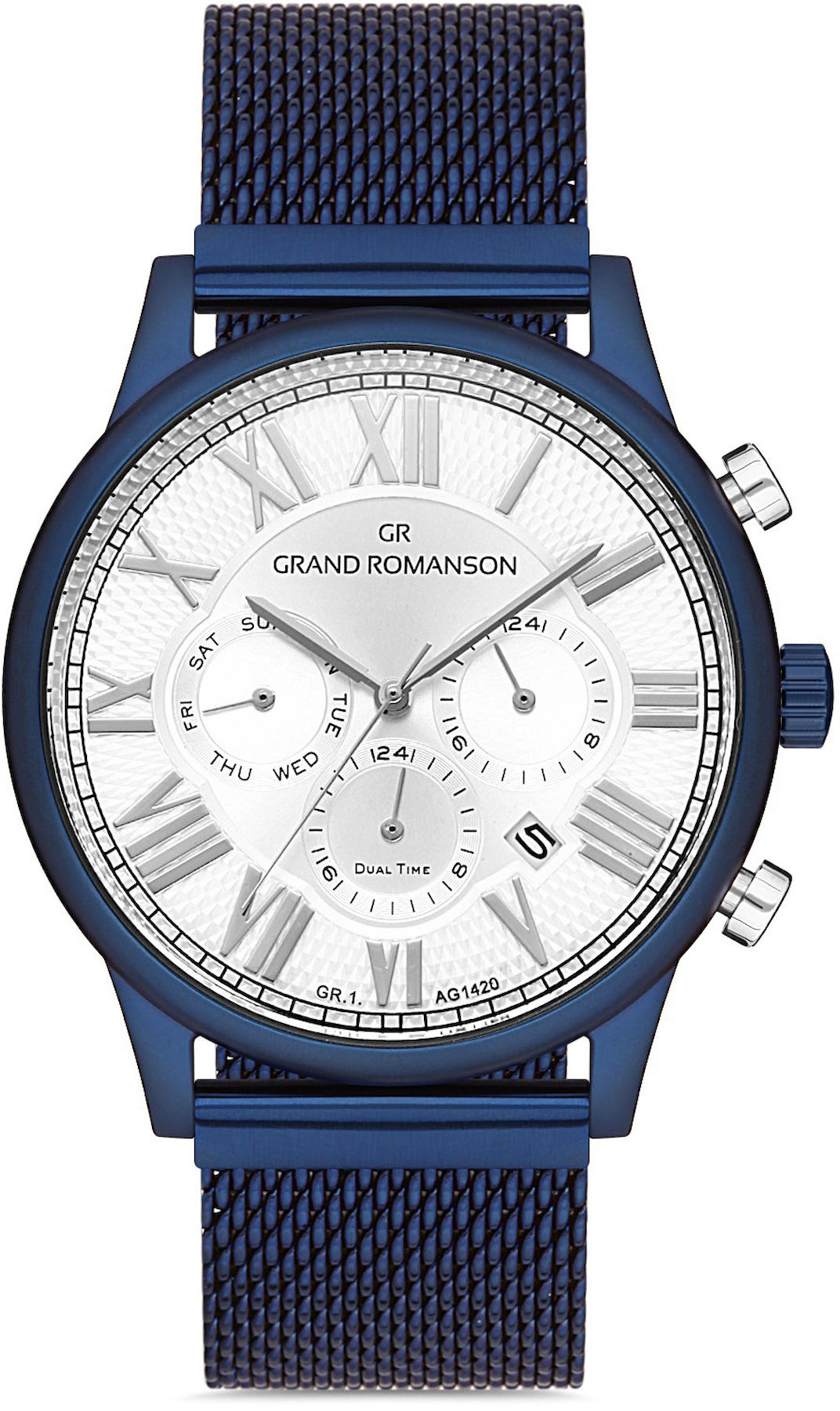 Romanson GR.1.AG1420.08 Takvimli 39 mm Lacivert Çelik Kordon Analog Kol Saati