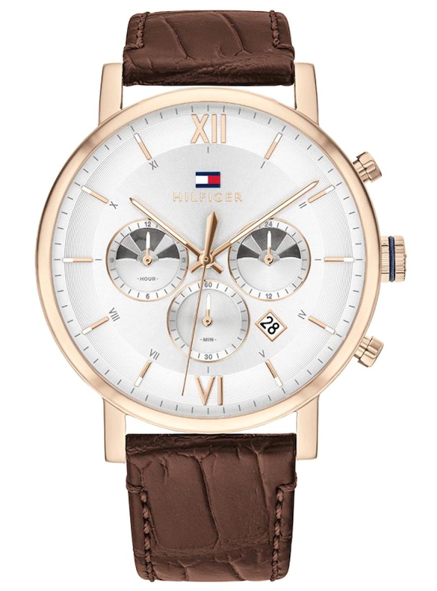Tommy Hilfiger TH1710394 Takvimli 42 mm Kahverengi Deri Kordon Analog Erkek Kol Saati