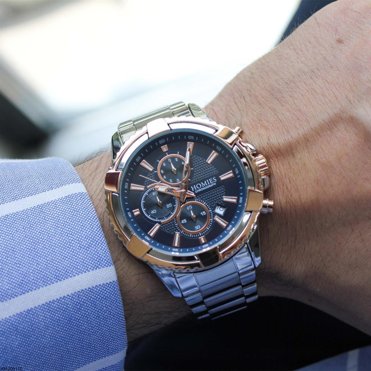 Homies HM20911E Pusulalı Takvimli Metal Kordon Analog Erkek Kol Saati