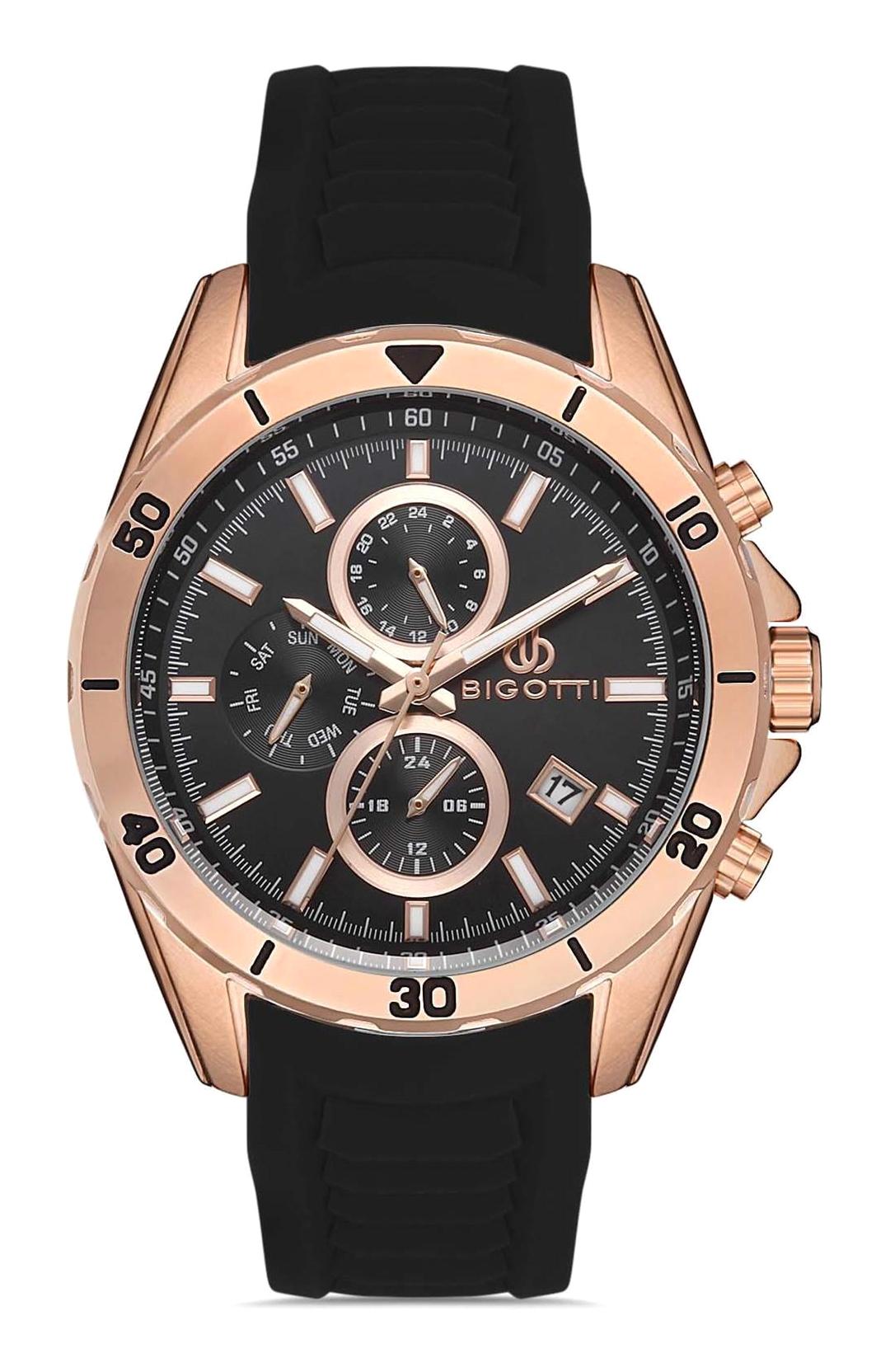 Bigotti BG.1.10248.4 Takvimli 44 mm Siyah Silikon Kordon Analog Erkek Kol Saati