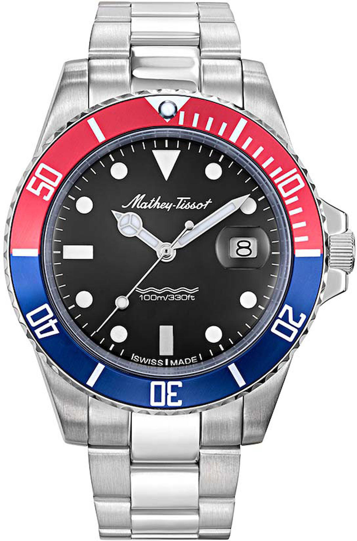 Mathey-Tissot H901AR Takvimli 42 mm Çelik Kordon Analog Kol Saati