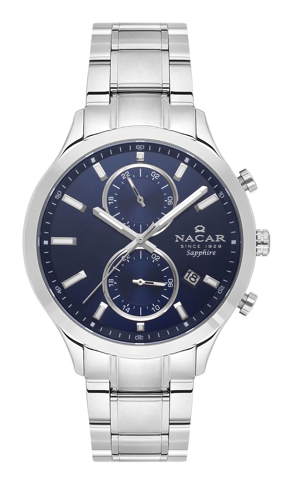 Nacar 33298316GALM Takvimli 44 mm Çelik Kordon Analog Kol Saati