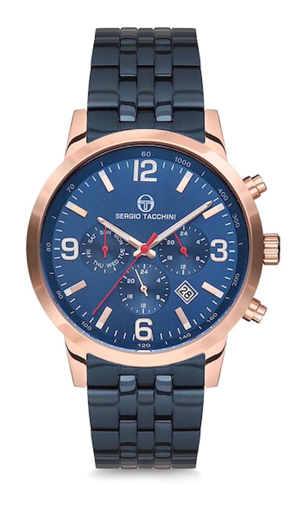 Sergio Tacchini ST.17.101.05 Takvimli Lacivert Çelik Kordon Analog Erkek Kol Saati