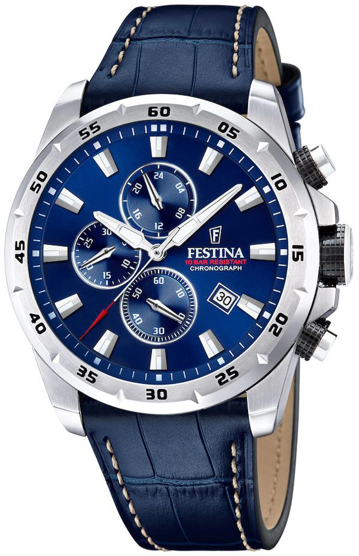 Festina F20692-2 Takvimli 42 mm Lacivert Deri Kordon Analog Kol Saati