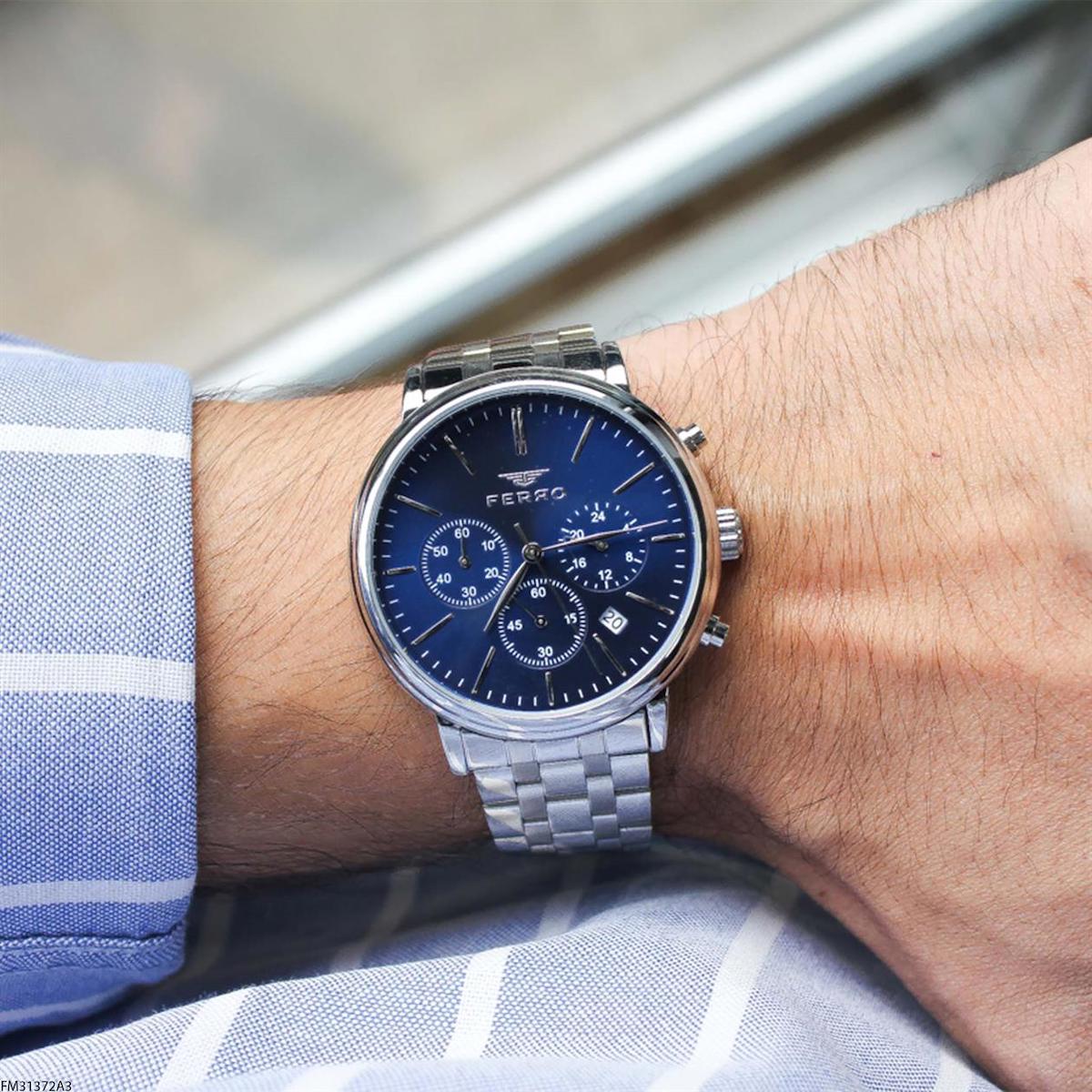 Ferro FM31372A3 Takvimli 41 mm Çelik Kordon Analog Erkek Kol Saati