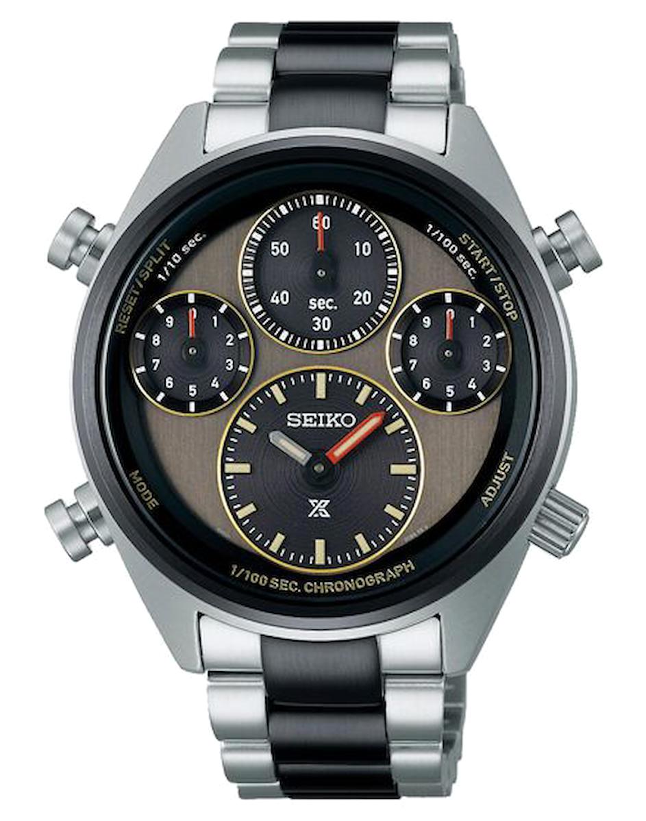 Seiko SFJ005P Takvimli 42 mm Gri-Siyah Çelik Kordon Analog Erkek Kol Saati